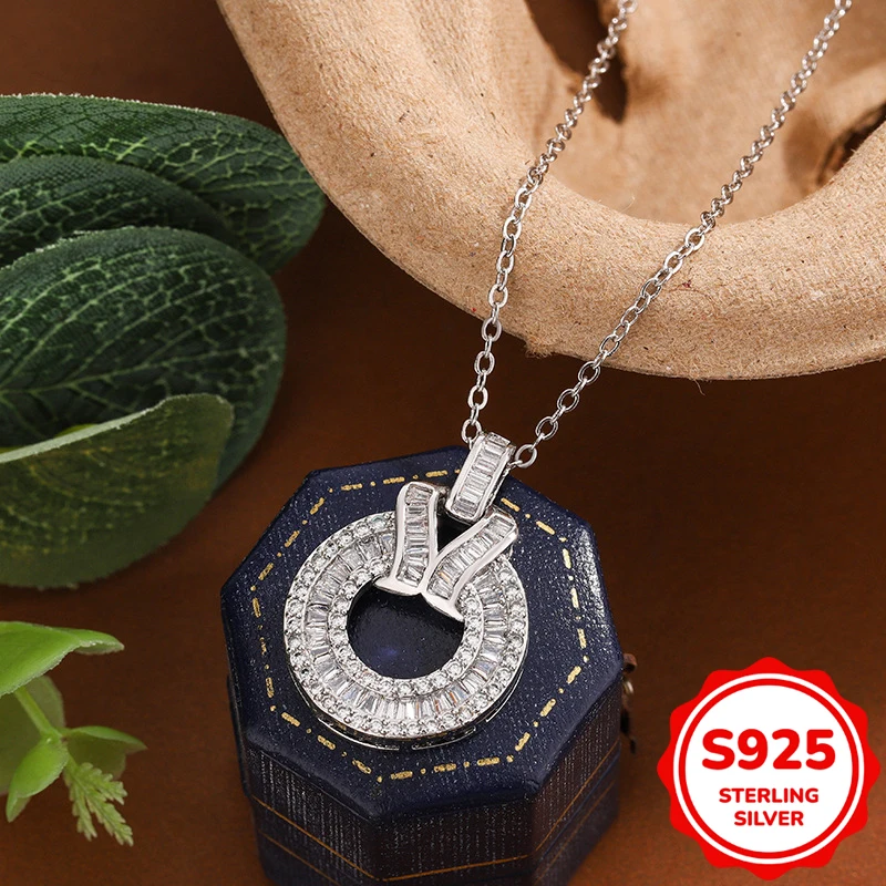 

Элегантное аутентичное ожерелье из стерлингового серебра S925 в форме сердца с бриллиантовым кулоном, женское подарочное ювелирное изделие на День святого Валентина