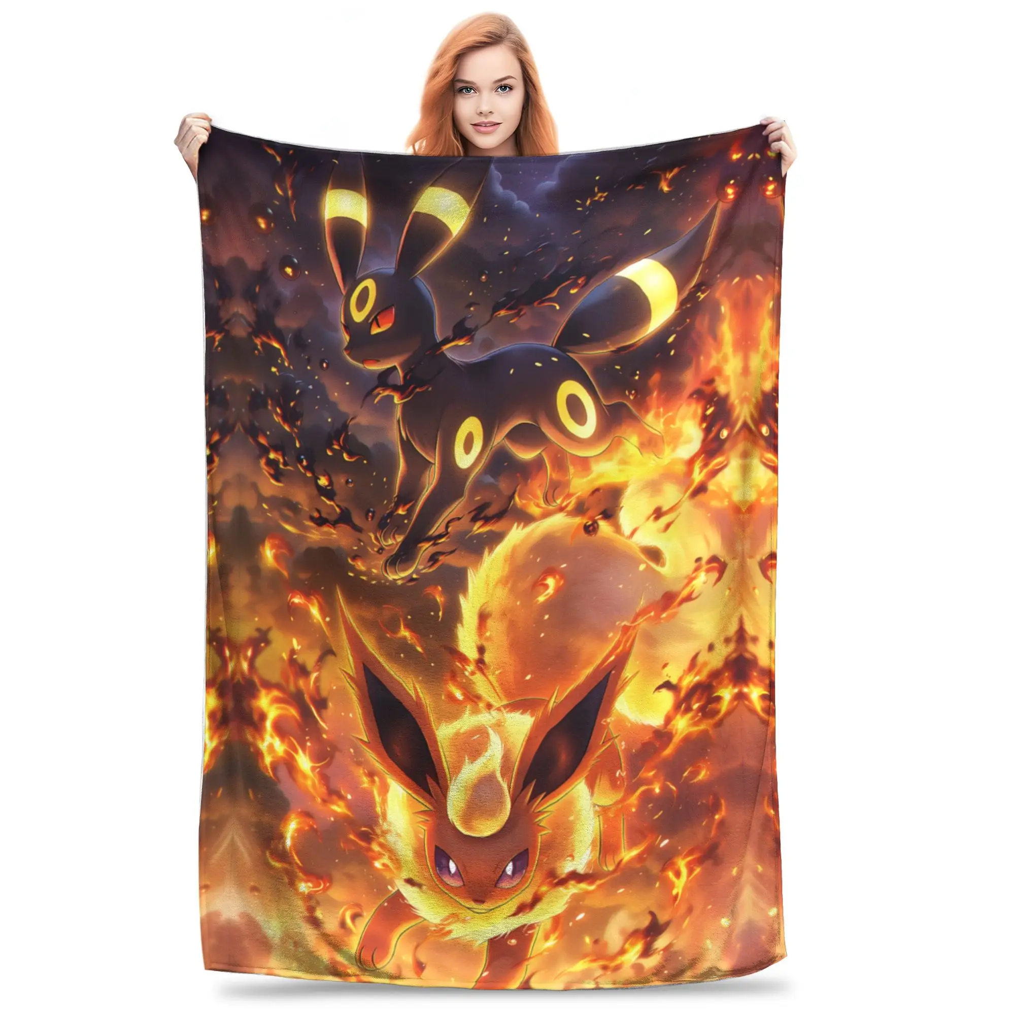 1PC Pokemons Theme Anime Eevee  Winter Blankets for Adults Bedding Home Interior Sofa Knee