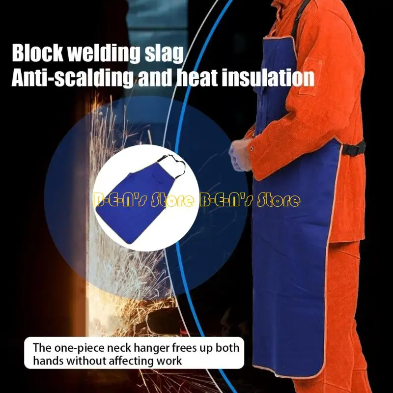 Y1AD Heavy Duty Flame Resistant Welding Apron Adjustable Buckles Straps Chest Pocket For Metalworking And Cutting Safety Gear