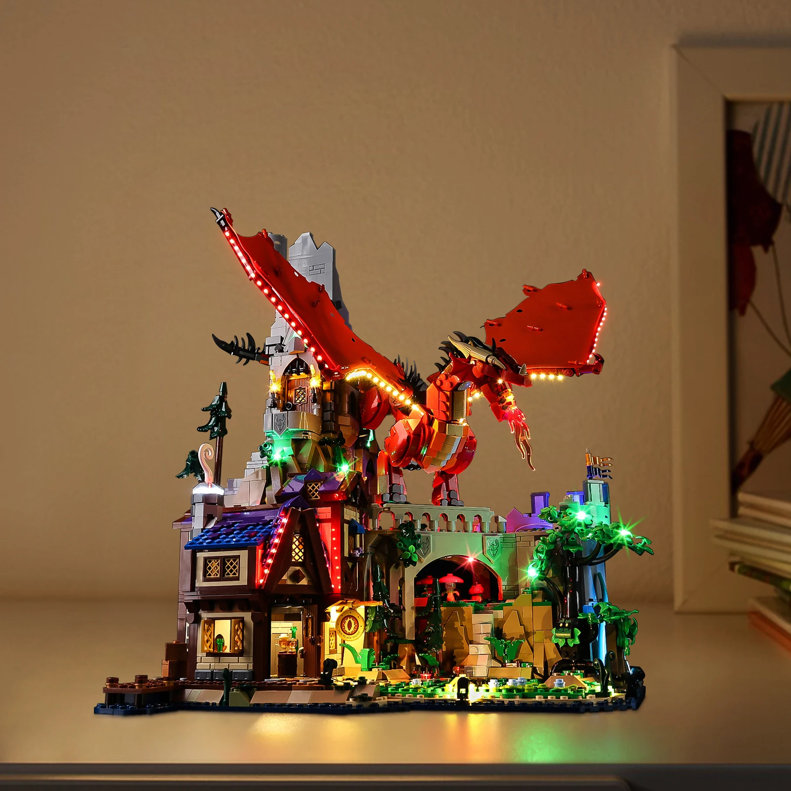 LED-Beleuchtungsset ohne Modellbausatz, geeignet für LEGO Dungeons & Dragons: Red Dragon's Tale 21348 Bausteine