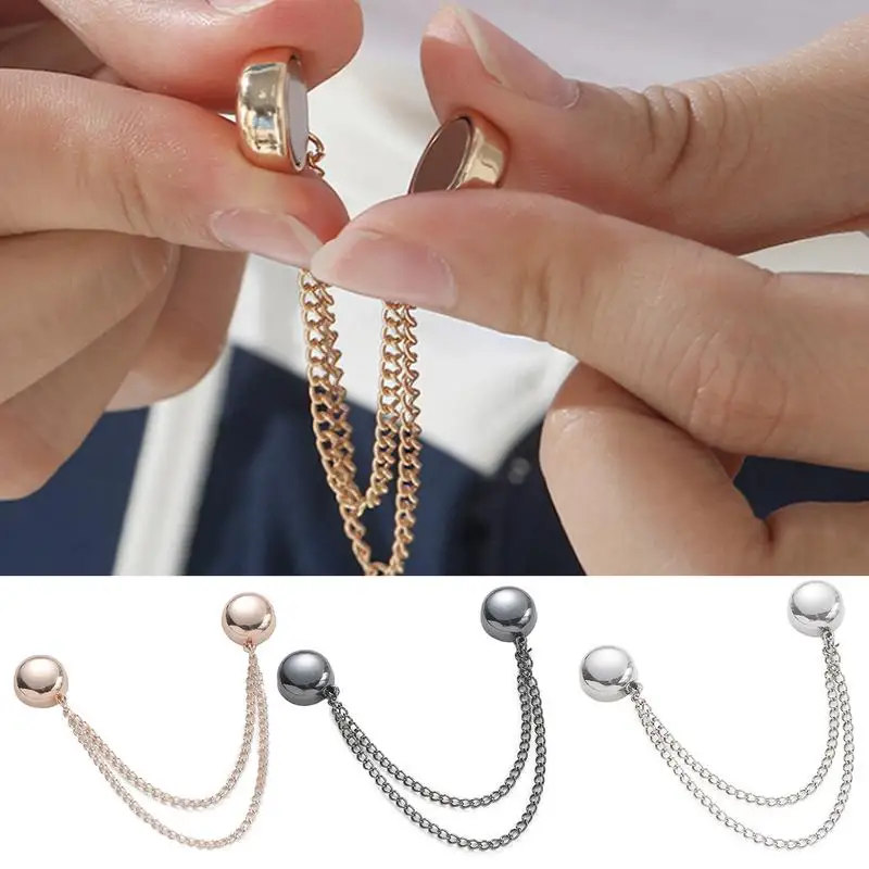 Multi-Function Magnetic Clothing Clips Powerful Hijab Magnets with Chain, Magnetic Clothing Shawl Clips Clothing Accessories