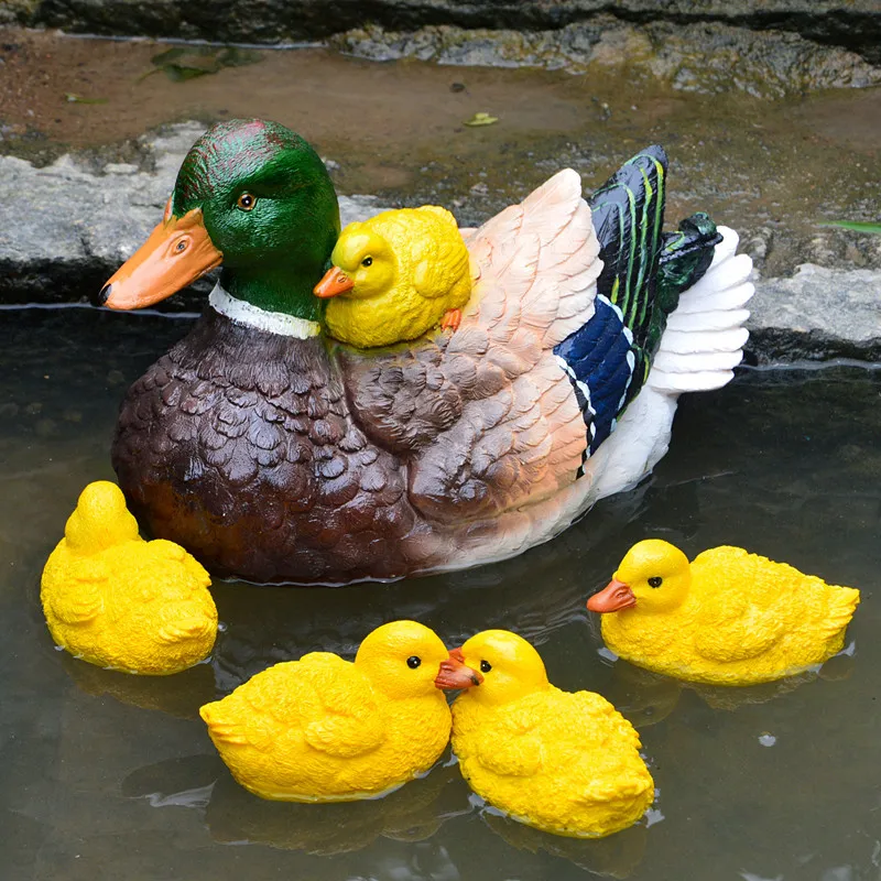 

Cute Resin Floating Duck Statue Outdoor Pond Fish Tank Decorative Animal Swimming Wild Ducks Sculpture For Garden Decor Ornament