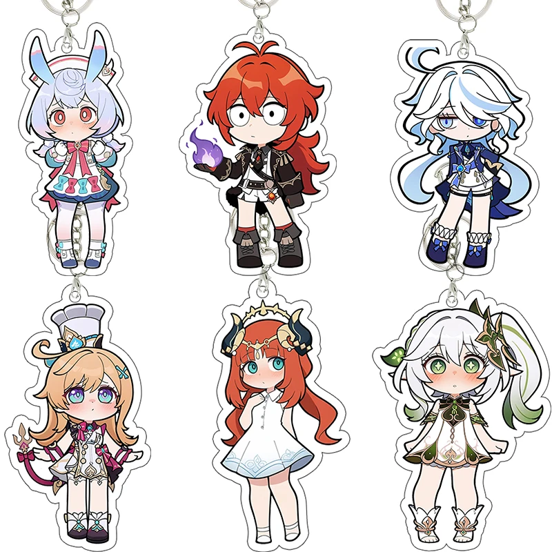 Furina Sigewinne Nahida Kawaii Genshin Impact Acrylic Keychain Wallet Pendant Anime Cartoon Decoration Accessories Birthday Gift