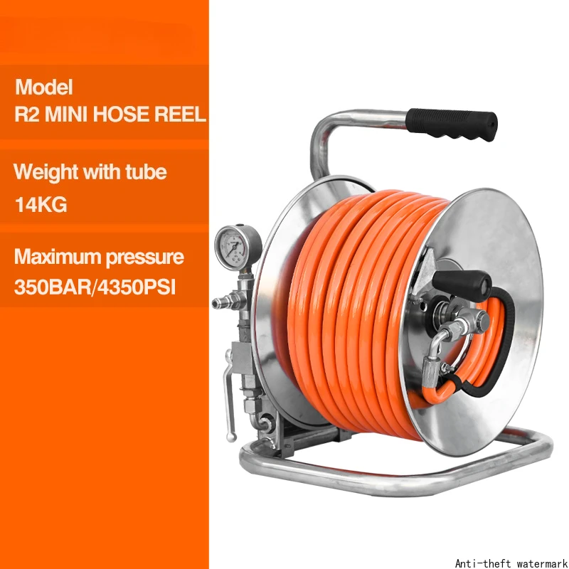 2026-AMJET R2 Mini Hose Reel 50m 1/4 Sewer Jetter Reel 350bar Pressure Washer Sewer Jetter Kit  Pressure Washer Hose Reel