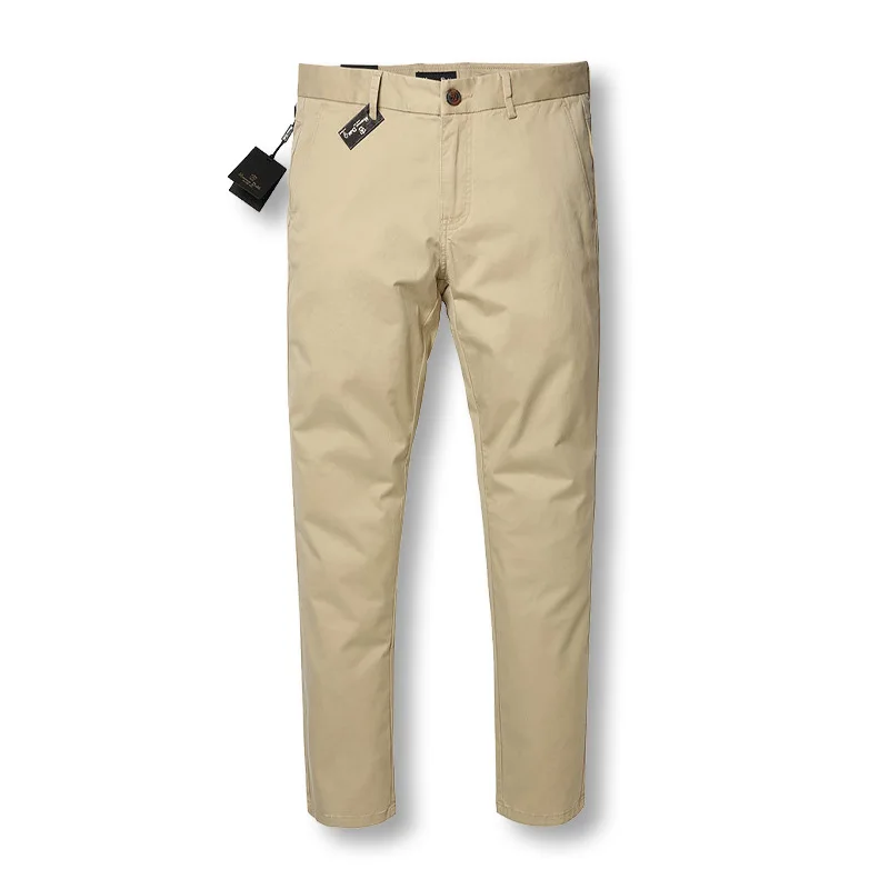 Dave&Di Men's spring and autumn pure cotton wrinkle resistant high-end new khaki pants, business slim fit casual pants