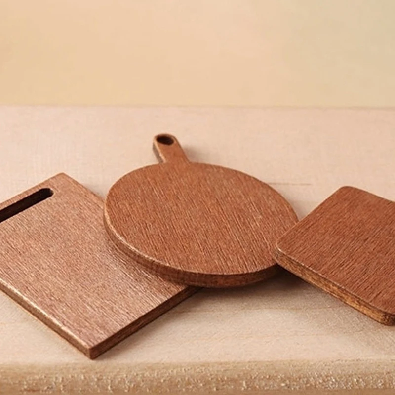 5 Stks/set 1:12 Poppenhuis Micro Snijplank Simulatie Cut Panel Brood Brood Dessert Board Model Keuken Decoratie Poppenhuis