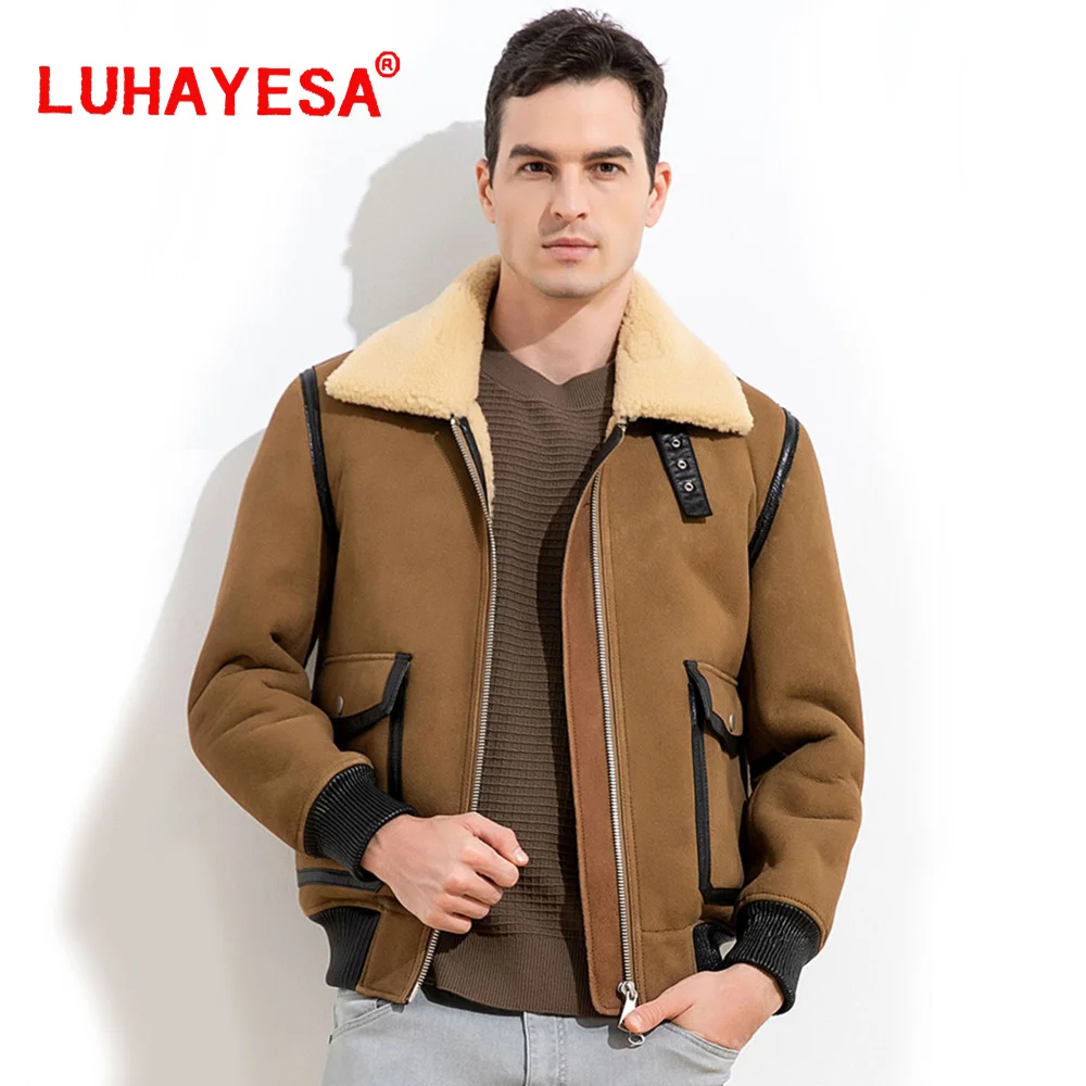 

2022 New Fashion Men Casual Formal Real Fur Coat Male Winter Warm Breathable Natural Sheepskin Shearling Outerwear