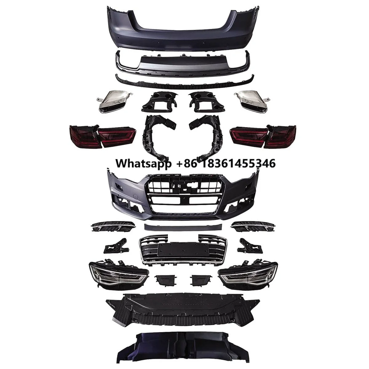 

For A6L C7 2012-2015 modified new style sport Front rear bumper grille headlight taillight surround Car Body Kit