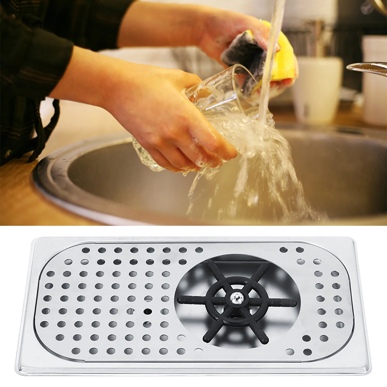 

201 Stainless Steel 114mm Diameter Milk Tea Cup Washer High Pressure Glass Rinser G1/2in Connection for Bar Coffee Shop Hotel