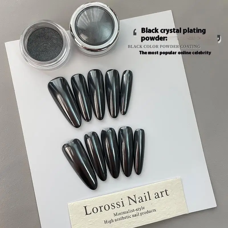 Schwarzer, kristallbeschichteter Glitzer-Pailletten-Highlight-Glanz-Nagel-Charm, Nageldekoration, Nagelstudio, Maniküre-Zubehör