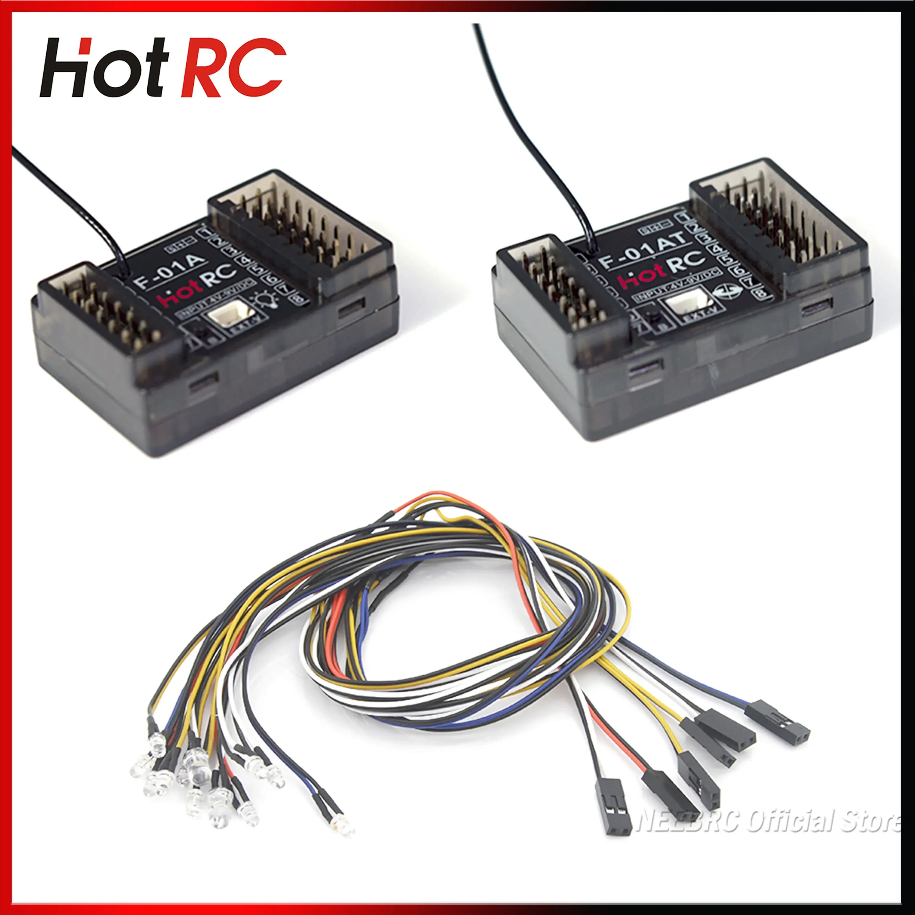 

HotRC 8CH 2.4G Gyro F-01A F-01AT Receiver Lamp Control Voltage Return PWM 12LED Light for RC Car Aircraft Tank Boat Model Part