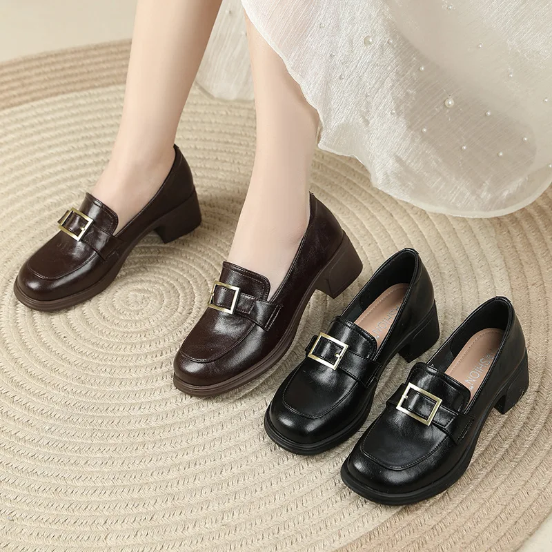 Zxryxgs-女性のためのトップレイヤー牛革ローマンシューズ,厚いミッド