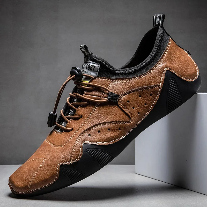 Fashion Trend Men Casual Leather Shoes Large Size Breathable All Match Daily Footwear High Quality Outdoor Walking Shoes for Men