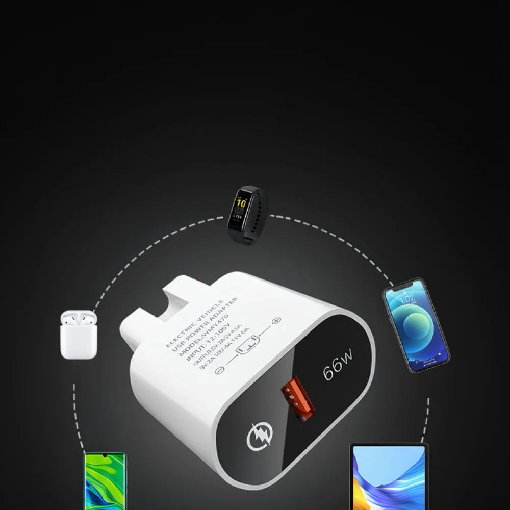 High Efficiency 66W Fast Charger Adapter For Electric Scooter Phone USB Power Socket For Delivery Rider Mobile Charging Tool