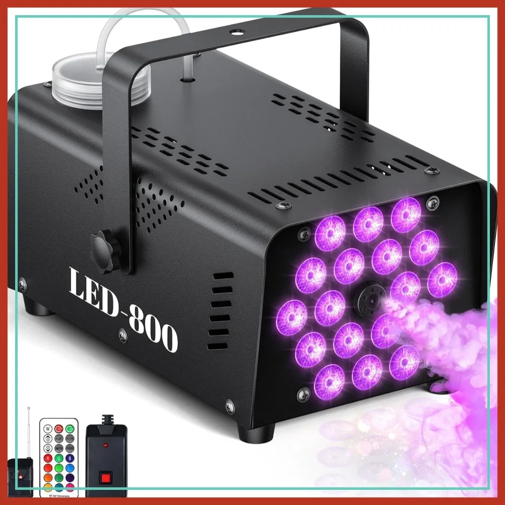 

800W Fog Machine with 13-Color LED Effects, 3500CFM Output, Wired & Wireless Remote for Halloween, Wedding, DJ Stage