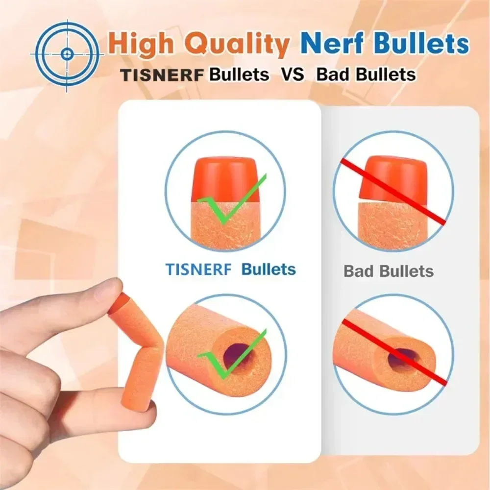 장난감 총 시리즈용 주황색 솔리드 라운드 헤드 총알, 7.2cm 블래스터, 리필 다트, 어린이 장난감 총 액세서리, 1000-50 개