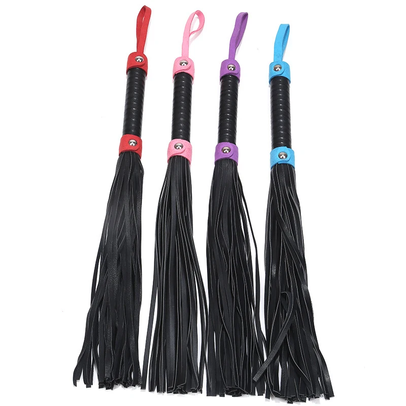 Horse Training Riding Premium PU Leather Flogger Crop Whip Covered Handle with Wrist Strap