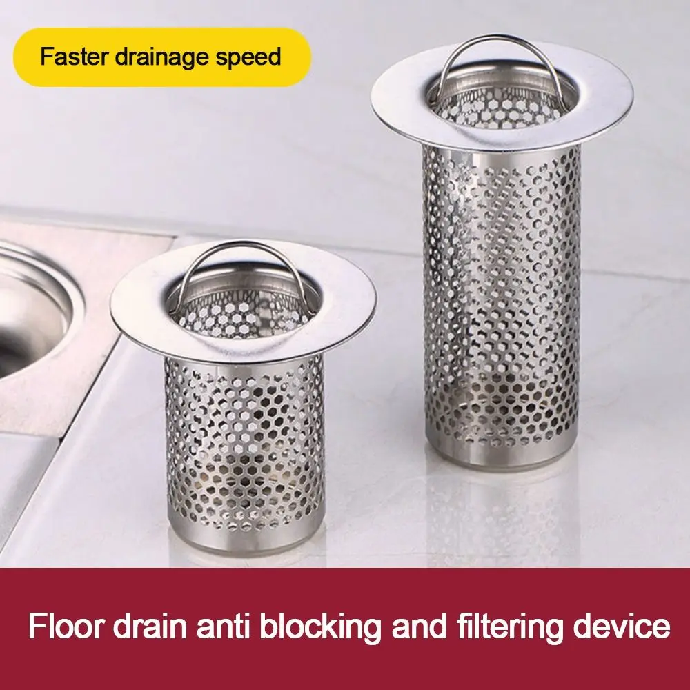 Stainless Steel Floor Drain Filter Mesh with Handle Kitchen Sink Anti-clog Filter Bathroom Hair Trap Shower Leak Net Strainer