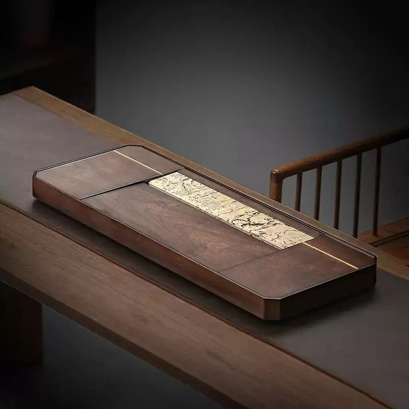 

Natural ebony tea tray solid wood whole log tea tray home office