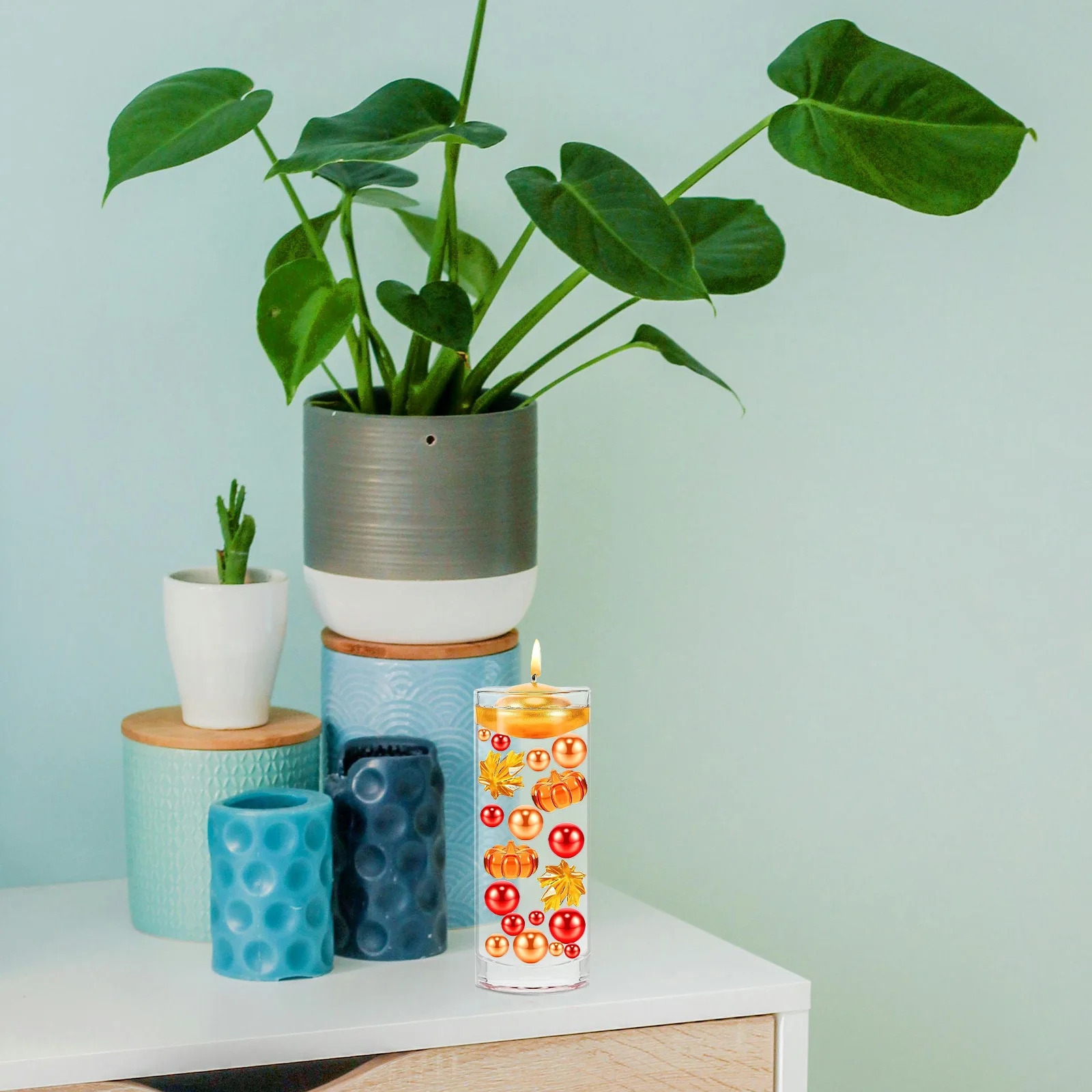 

Fall Vase Filler Set Acrylic Mini Pumpkins Maple Leaves Beads for Thanksgiving Halloween Table Decor DIY