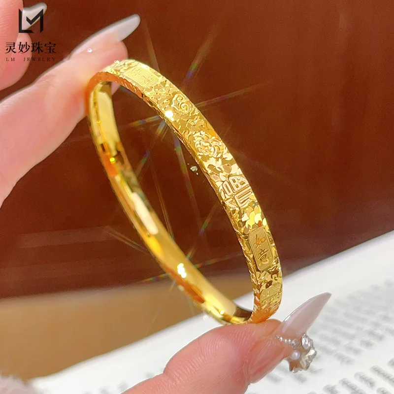 

9999 24K real gold luxury jewelry Jiyan bracelet broken gold circle closed mouth bracelet fashionable gift for girlfriend