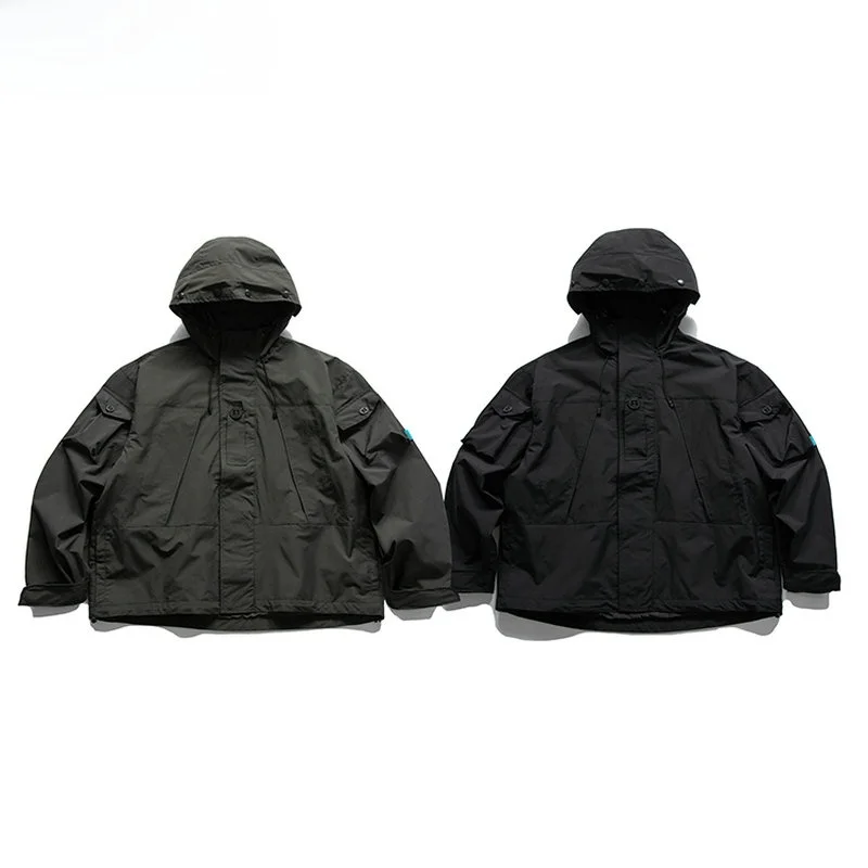 

Retro Japanese Sle Outdoor Climbing Jaet Men's Loose Fit Hooded Workwear Coat Windproof y Sle Long Sve Zipper ...