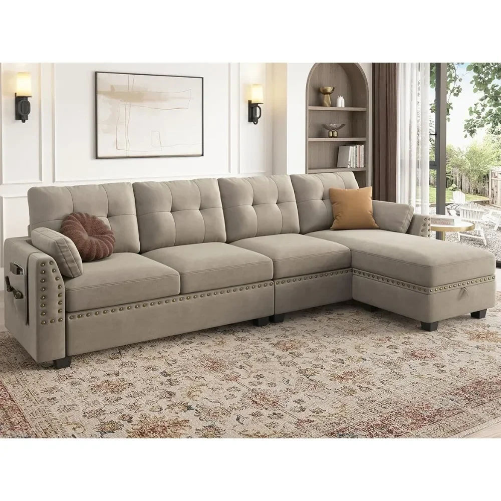 

Living Room Sofa, Convertible Sectional Sofa, L-shaped Storage Sofa, Ottoman-style Small Space Reversible Sectional Sofa