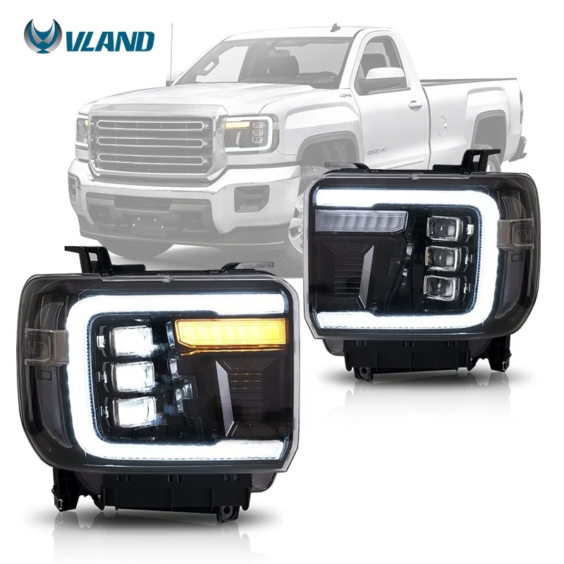 Vland Factory Full Led New Head Light 2014-2019 For GMC Sierra 1500 Sierra 2500HD Head Lamp 3500HD Headlights
