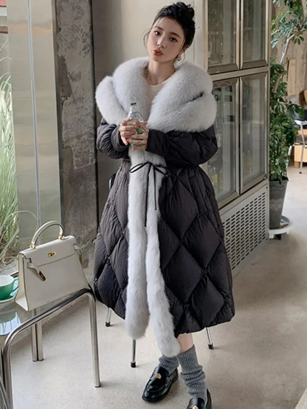 2024 New Winter Warm Long Goose Down Jacket Women Natural Real Fox Fur Collar Thick Coat Female Outwear Puffer Jacket