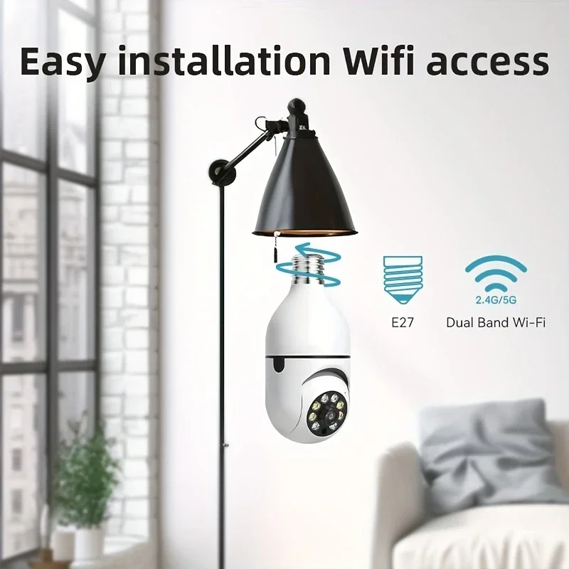 2 قطعة Ease Life APP-Light Bulb كاميرات المراقبة في الهواء الطلق كاميرا WiFi لاسلكية 5 جيجا هرتز ، 360 درجة ، E27 مقبس الإضاءة المسمار في Securi