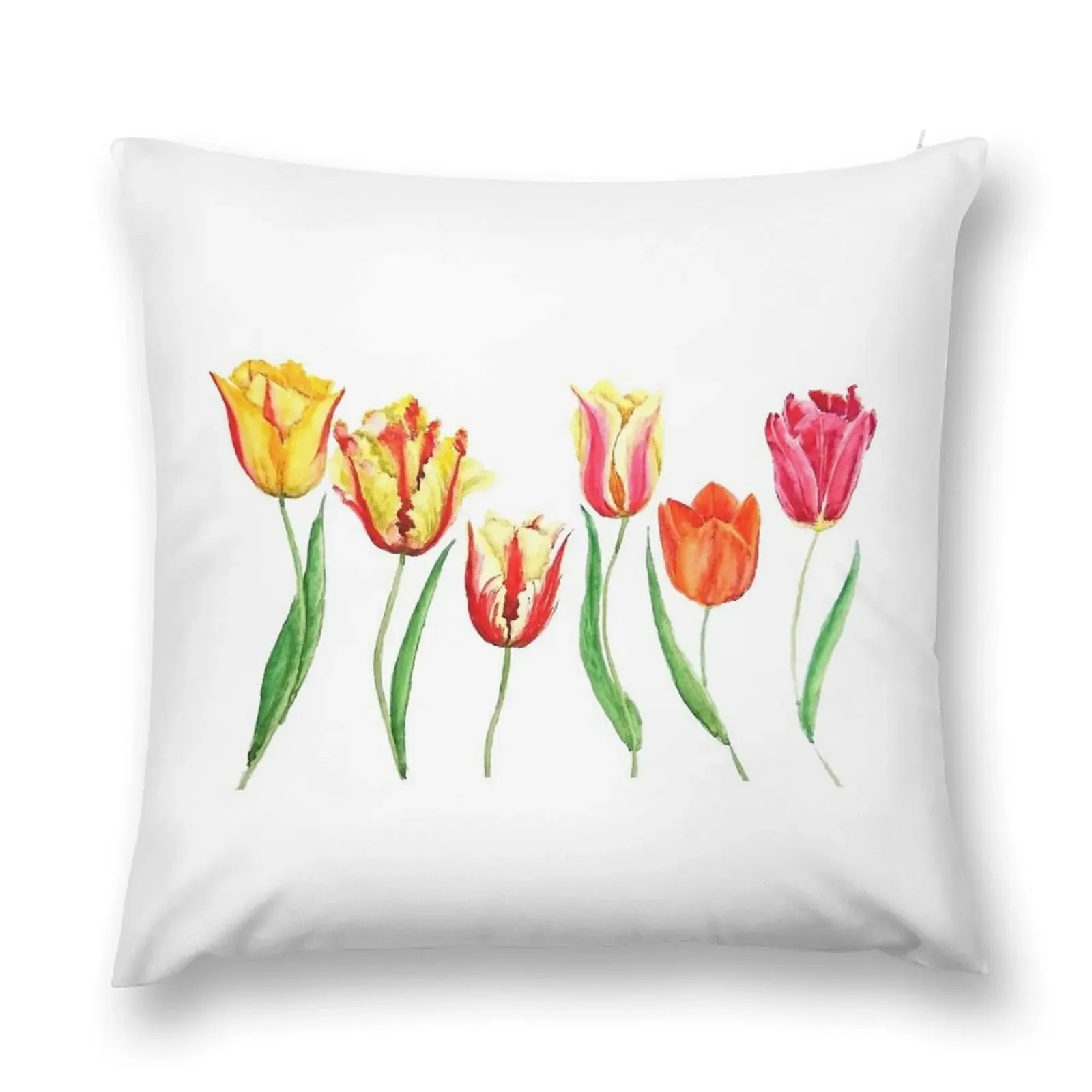 

colorful tulips flower watercolor painting Throw Pillow Sofas Covers Cushions pillow