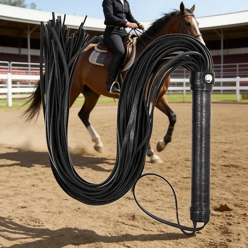 

PU Leather Pimp Whip Racing Riding Crop Party Flogger Hand Cuffs Queen Black Horse Riding Whip