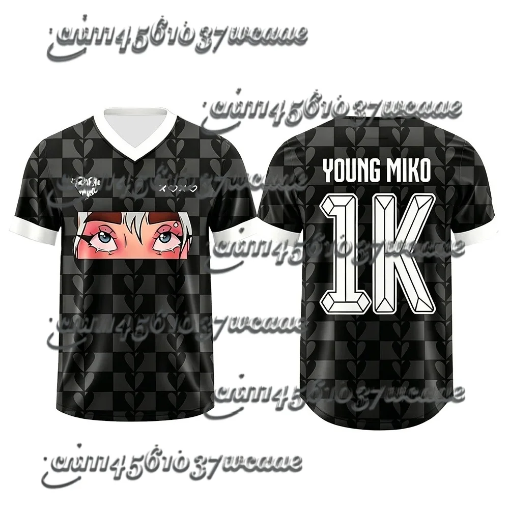 Young Miko Late Checkout Jersey Short Sleeve V-neck Summer T-shirt Loose Design Graphic Tshirts Men Tees Merch Family Matching