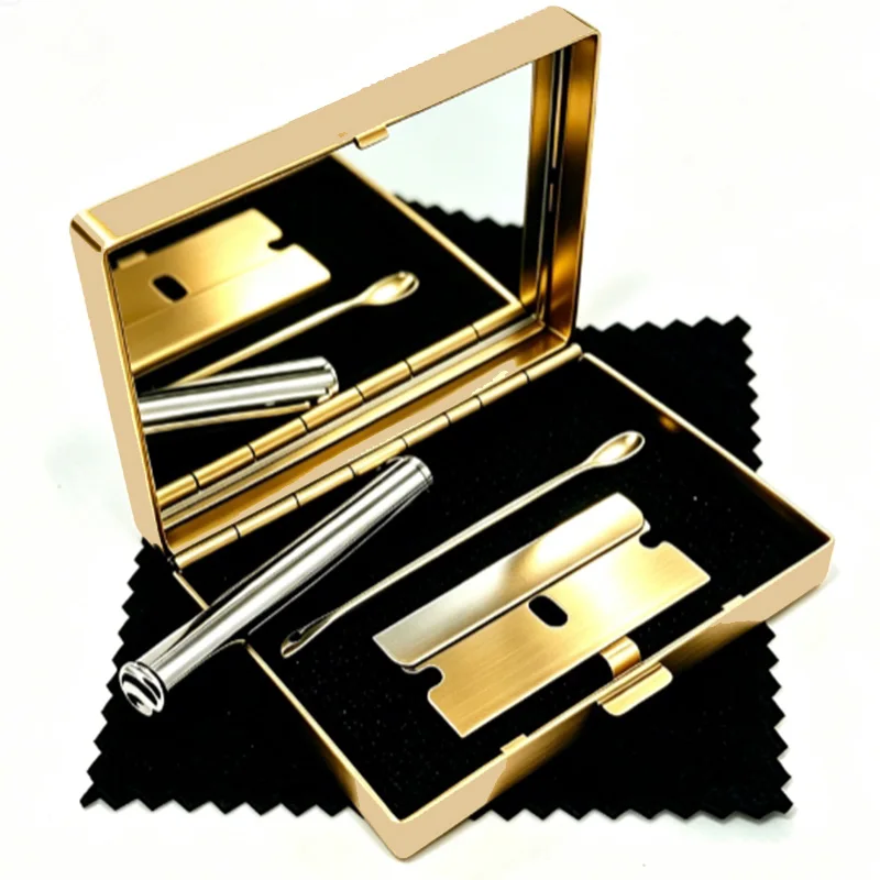 Cigarettes Gift Set Cigarette Holder Case 4pcs Smoking Accessories Metal Box Set Portable kit  1 Set Metal Box/Blade view 3