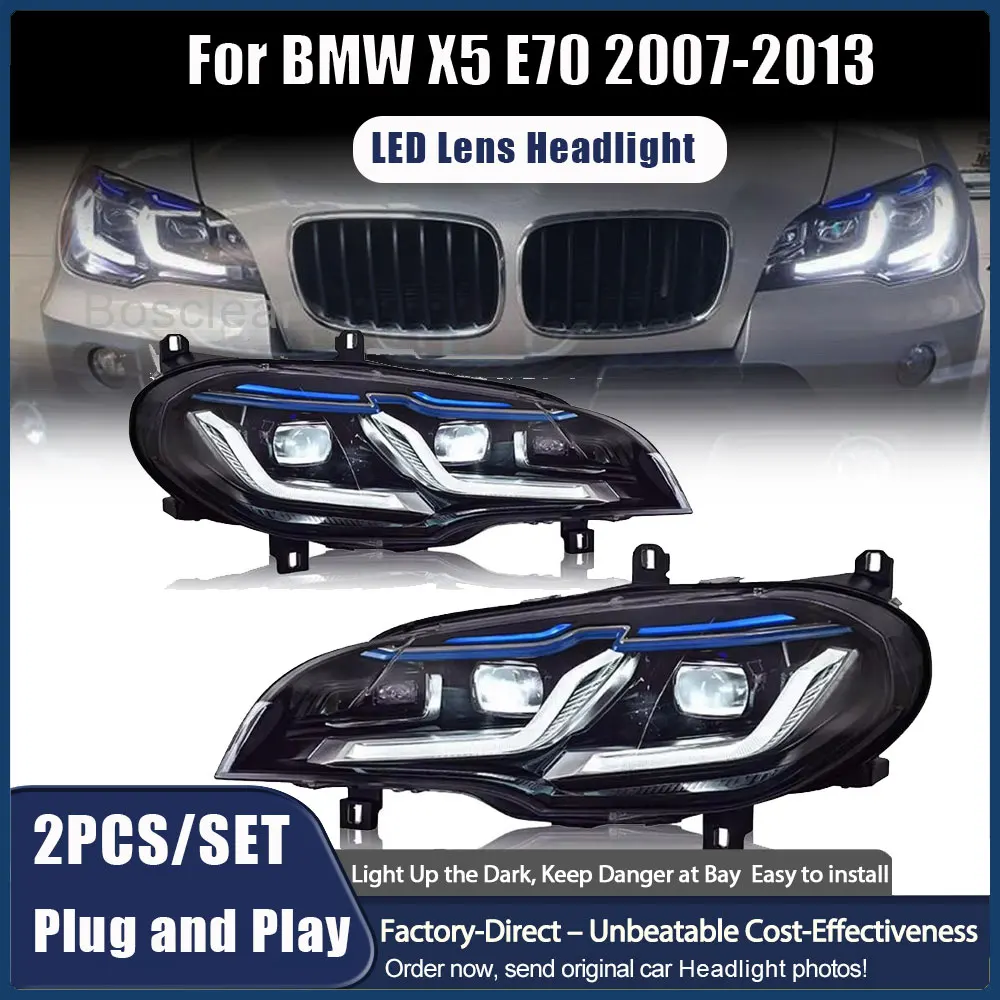 Car Headliamp Assmebly for BMW X5 E70 2007 2008 2009 2010-2013 LED Headlights Upgrade New 12V Front Light with DRL Turn Signals