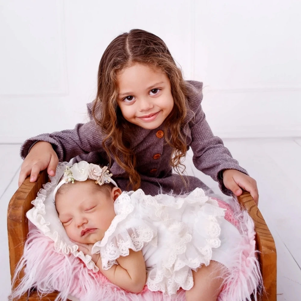 Newborn Photography Props Girl Lace Romper Infant Photoshoot Clothing Baby Outfit White Princess Studio Costume Bodysuit - view 4
