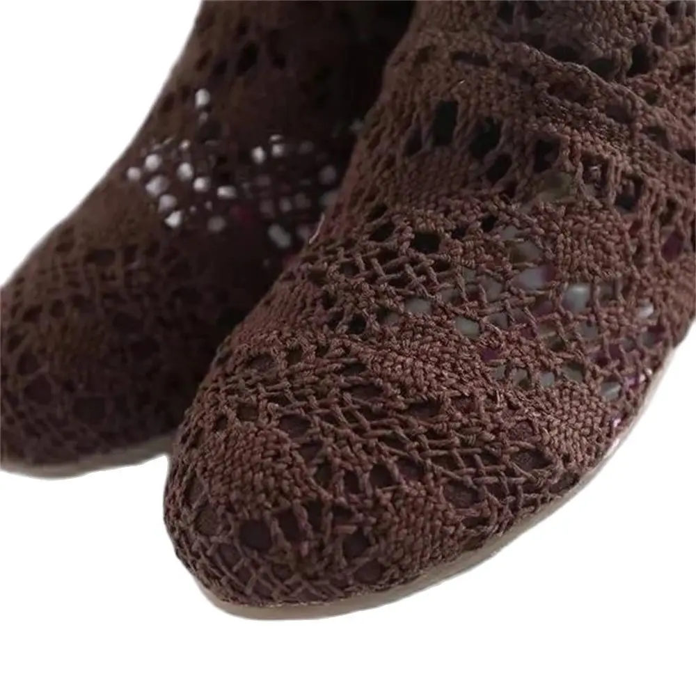 2024 new shoes lace hollow crochet boots XL hollow fashion women\'s boots Beef tendon base Crochet summer breathable boots 34-41