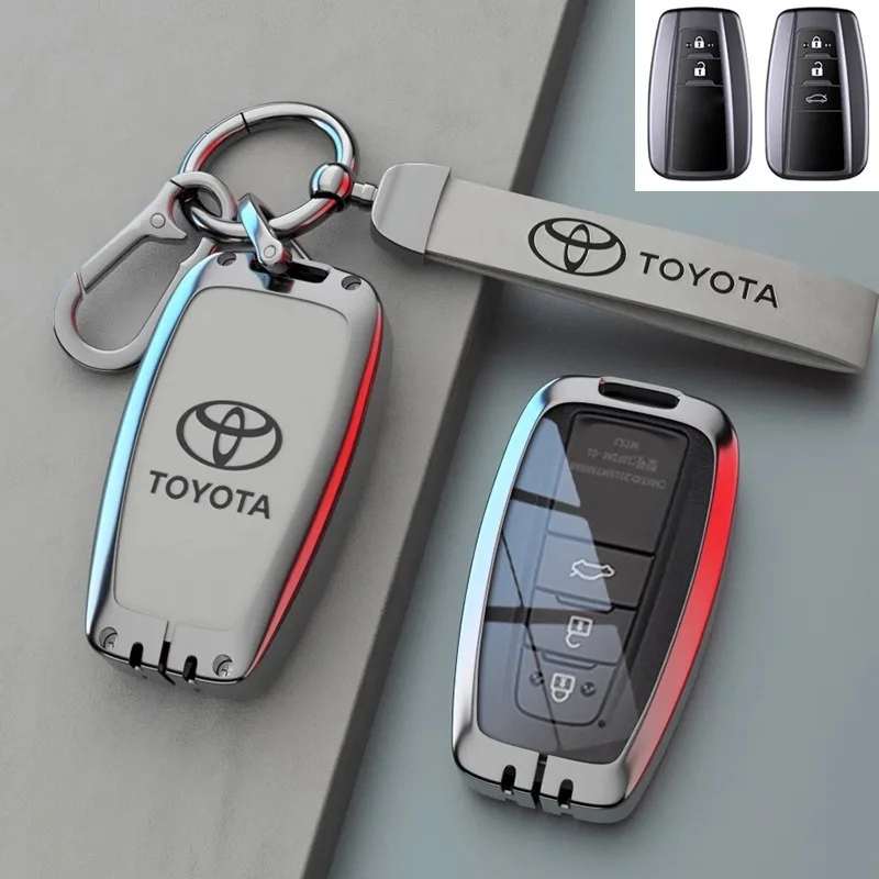 Zine سبيكة جلدية حافظة مفاتيح السيارة غطاء شل حقيبة لتويوتا كورولا بريوس كامري CHR C-HR RAV4 ألتيس لاند كروزر برادو ملحق