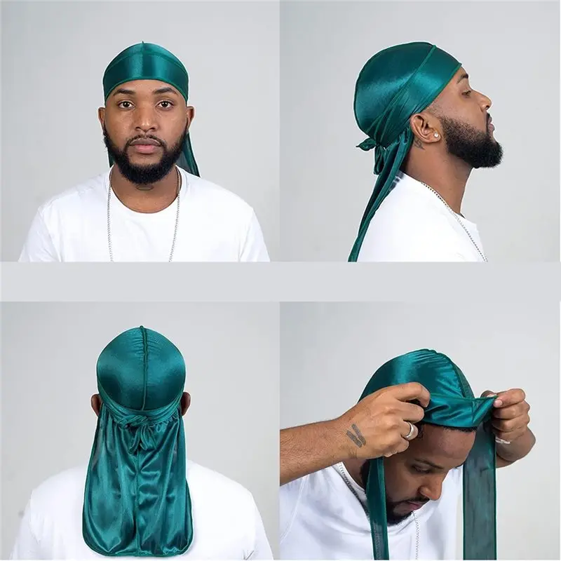 ABBP-10Pcs Durag Pack, Durags For Men Silky, Silk Durag For Men Women Waves, Satin Du Rag With Long Tail And Wide Straps