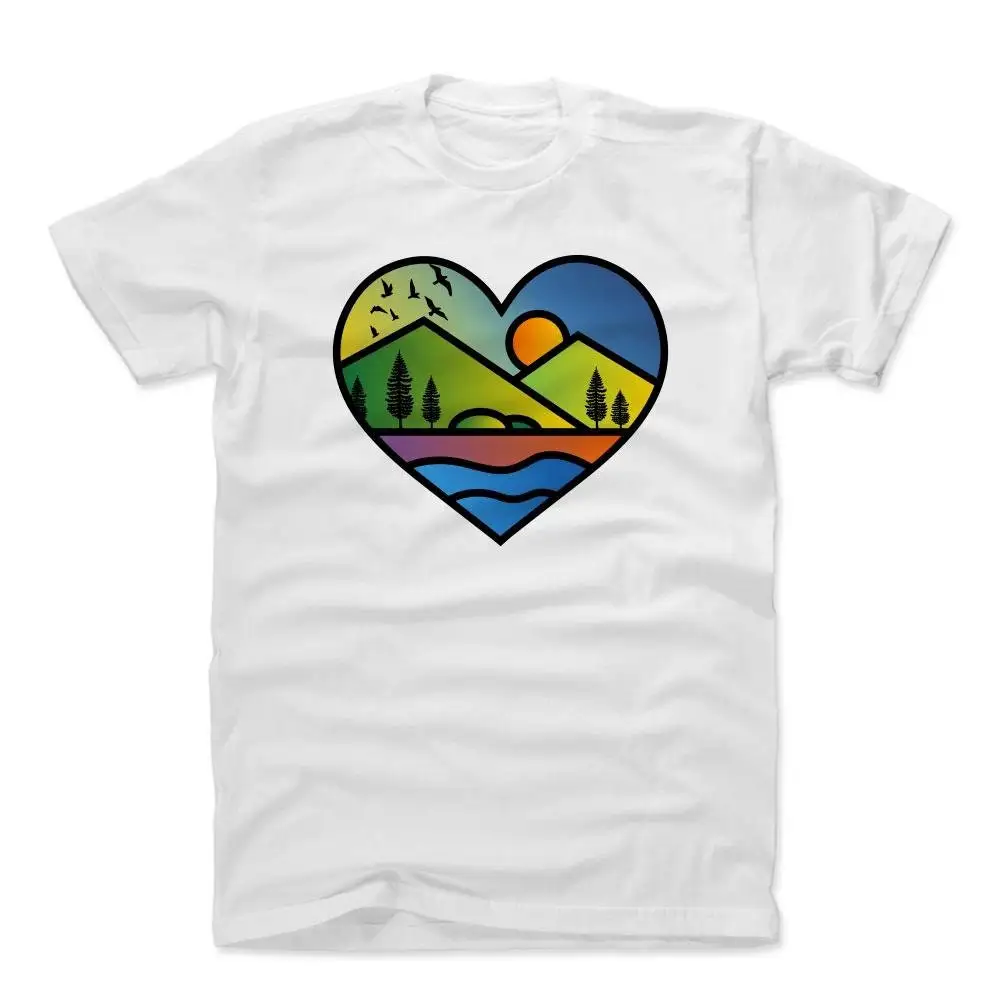 Nature Art Men's Cotton T Shirt Wilderness Outdoors Heart Illustration