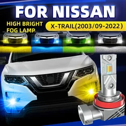 2pcs Car LED Front Fog Lights Bulbs Xenon White Yellow Dual Colors Switchback Lamps For Nissan X-Trail T30 T31 T32 2001-2022