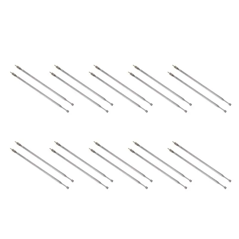 

10 пар универсальных телескопических антенн из нержавеющей стали для AM/FM-радио, 62,5 см (24,6 дюйма), 4 секции