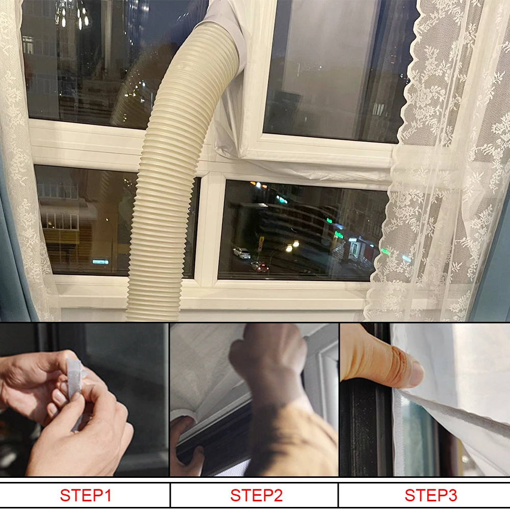 With Zip and Magic Sticker Household AirLock Skylights Window Seal Flexible Cloth Sealing Plate 4M For Portable Air Condition