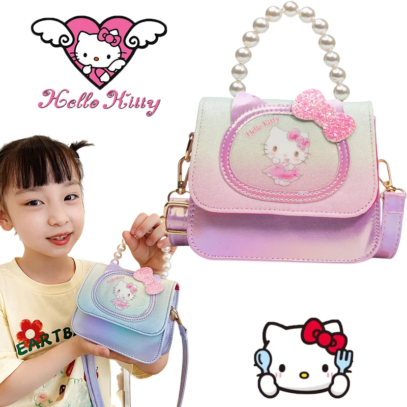 

Детская маленькая сумка Hello Kitty из аниме Kawaii Kt Cat, сумочка для девочек, милый детский кошелек для монет, модная сумка-мессенджер для принцессы, подарок