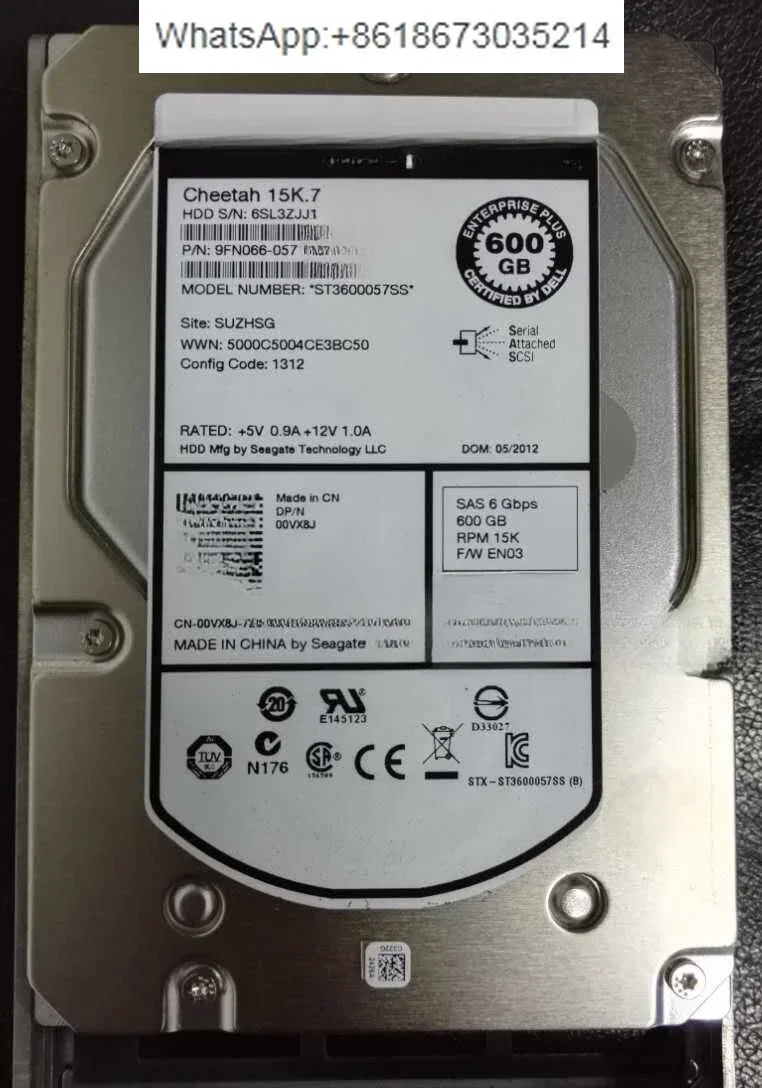 600G 0VX8J EN03 02R3X EE06 EQ Storage Hard Drive PS6110XV 15K