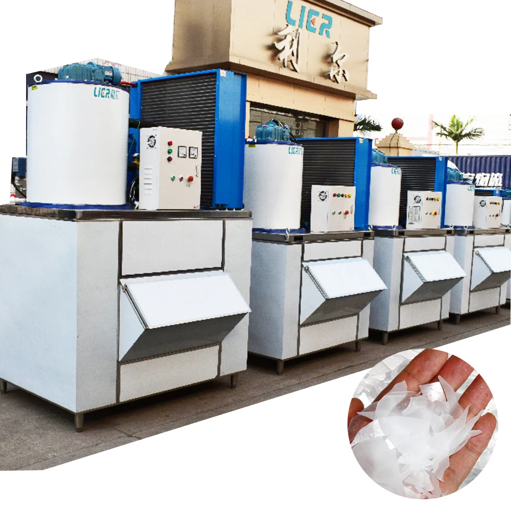 Small Ice Flake Making Machines Commercial Industrial Ice Maker Fresh Sea Water Flake Ice Machine Air Cooling for Sea Food Fish