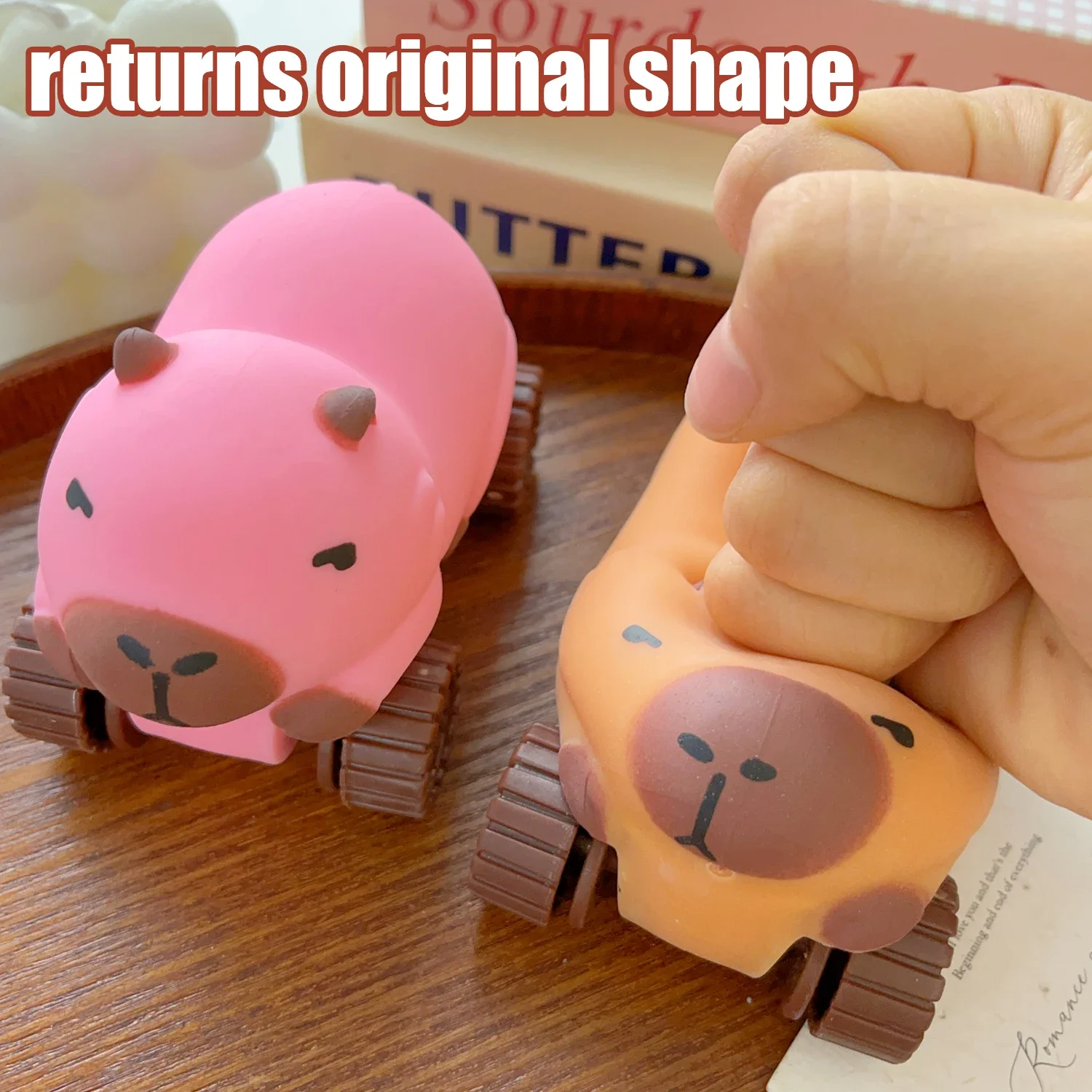 Children's Cartoon Capybara Squeezed Lalale Toys Finger Decompression Pinch Stretch Scooter Toy Capybara Wagon Deformation Toy