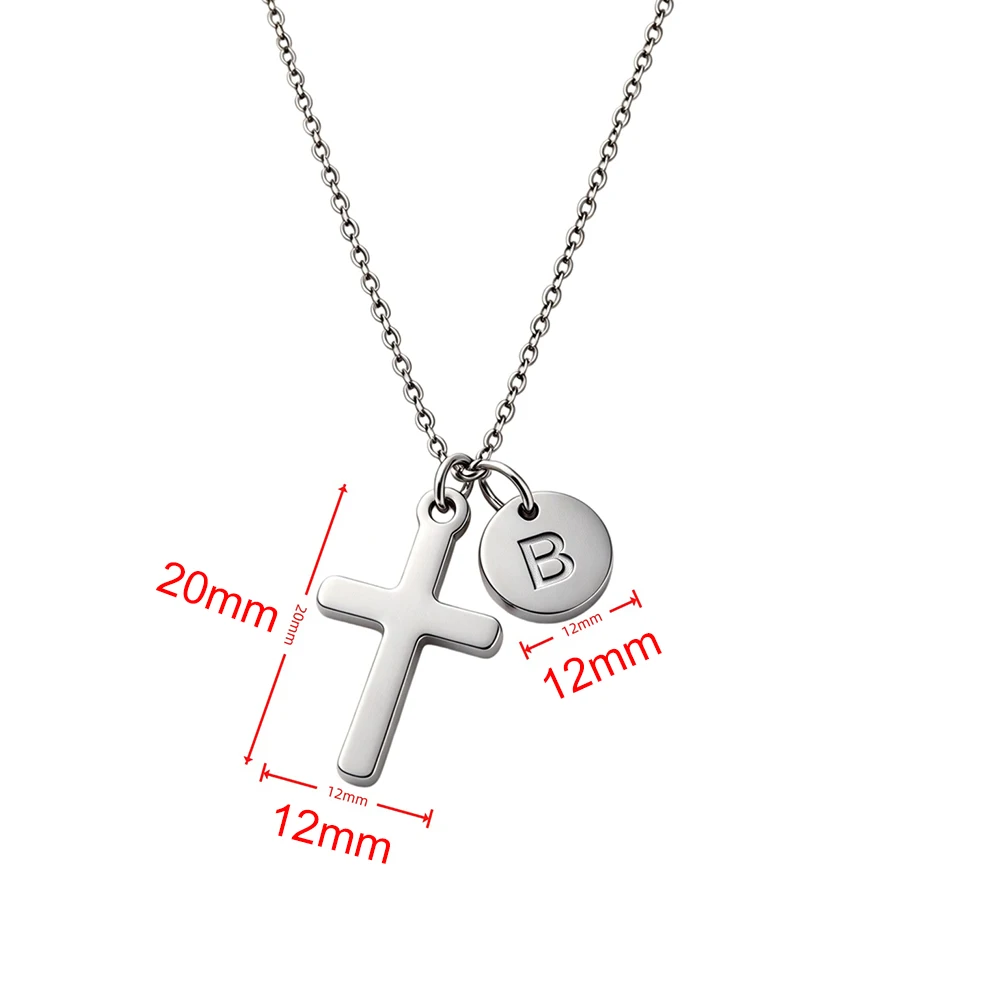 Fnixtar 10pcs Cross Pendant With Letter Necklaces Name Initail Charms Necklaces Jewelry Gift Religion Wholesale