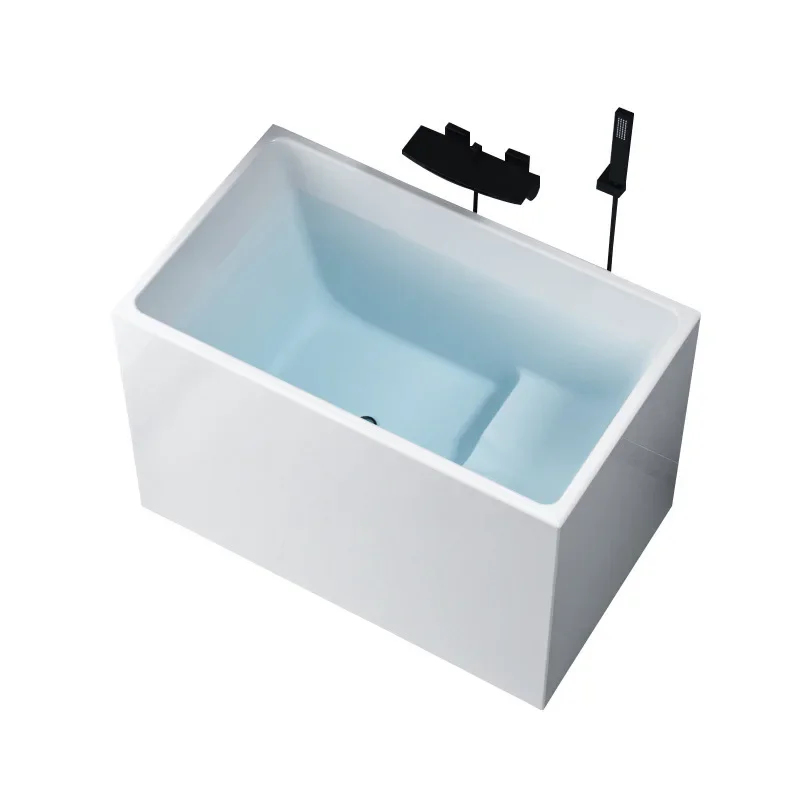 #Mini Acrylic Bathtub, Japanese Style Small Space Deep Soaking Freestanding Adult Bath Tub for Home Bathroom, 1-Person Use