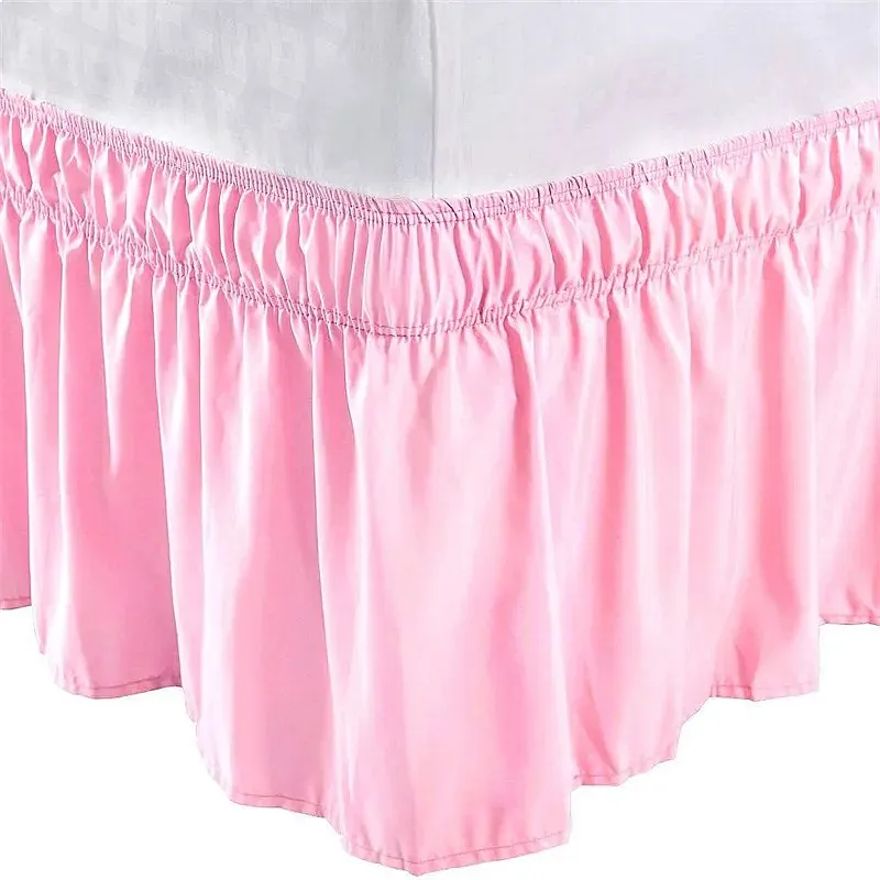 Comfort Ruffled Bed Skirt Double Layer Elastic Wrinkle Fade Resistant 15 18 Inch